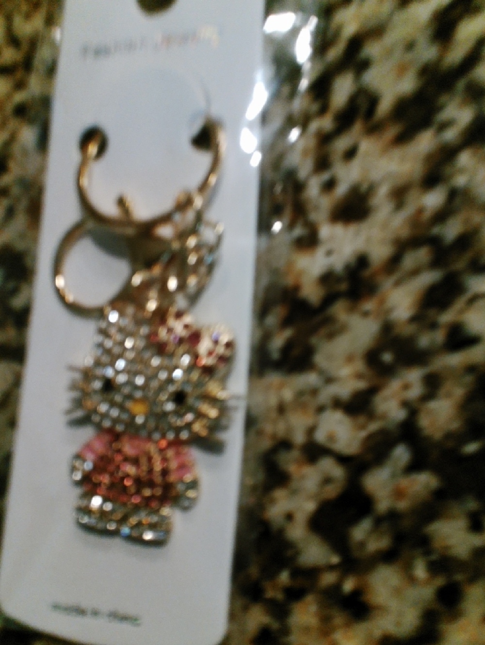 Crystal Cat Keychain with Pink Bow